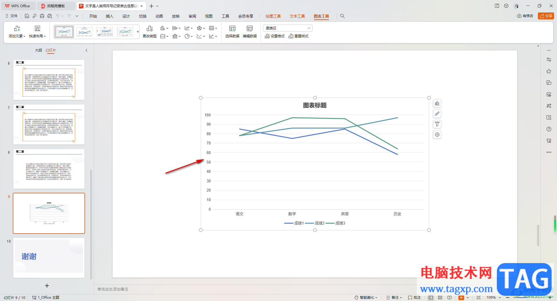 wps ppt中插入图表并编辑图表数据的方法