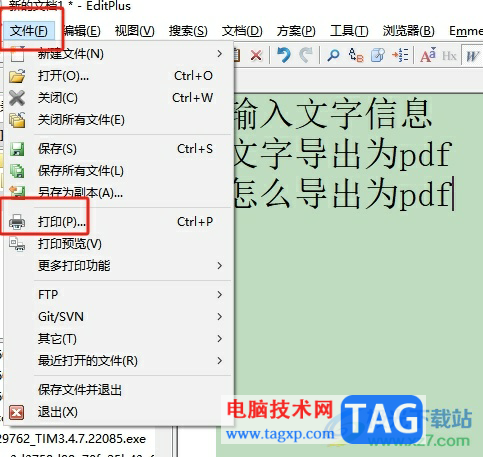 editplus将文本输出为pdf的教程