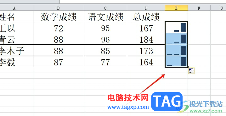 ​excel单独在一个单元格中插入迷你图的教程