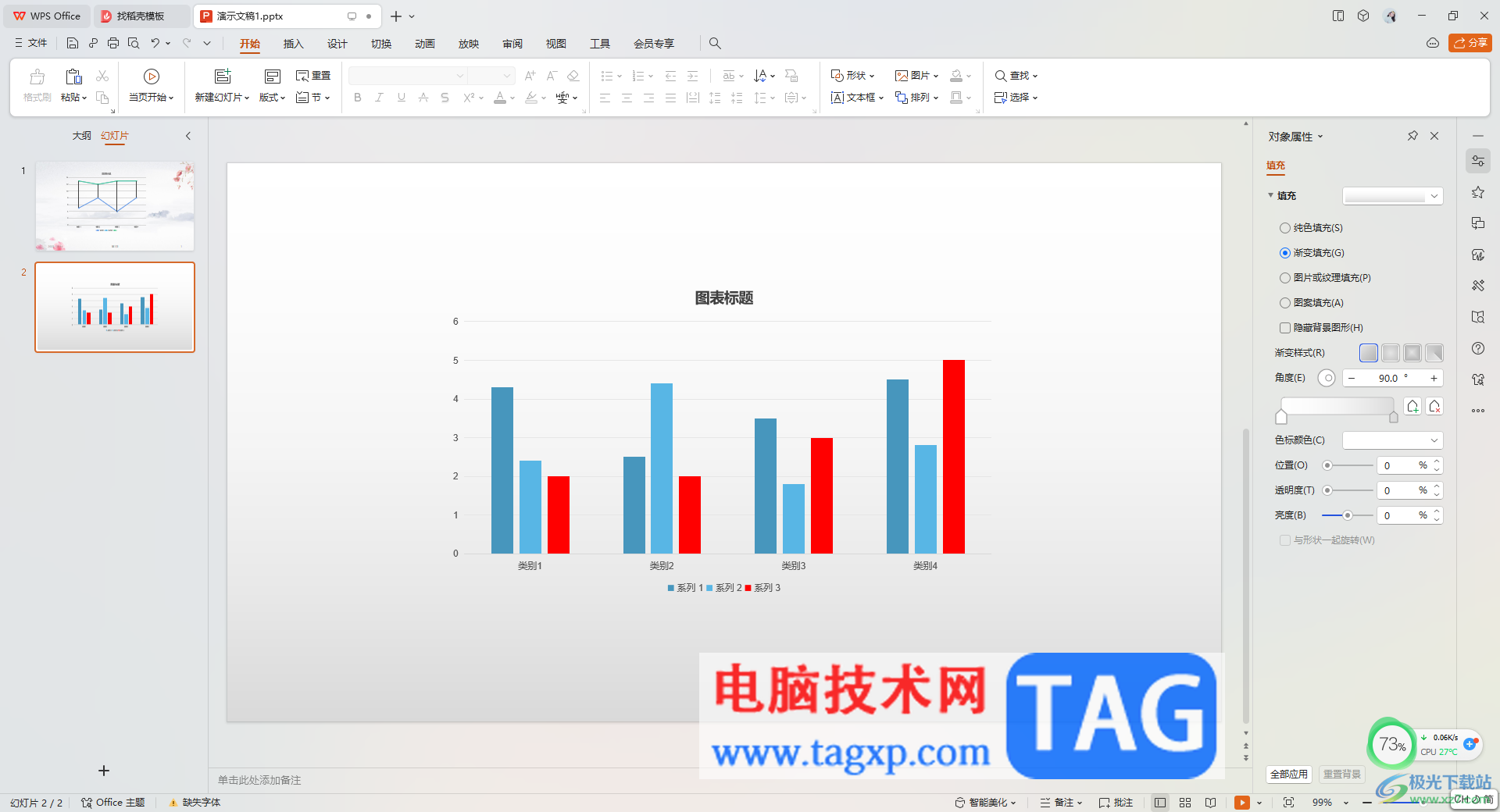 WPS PPT图表中重点突出某一项系列数据的颜色的方法