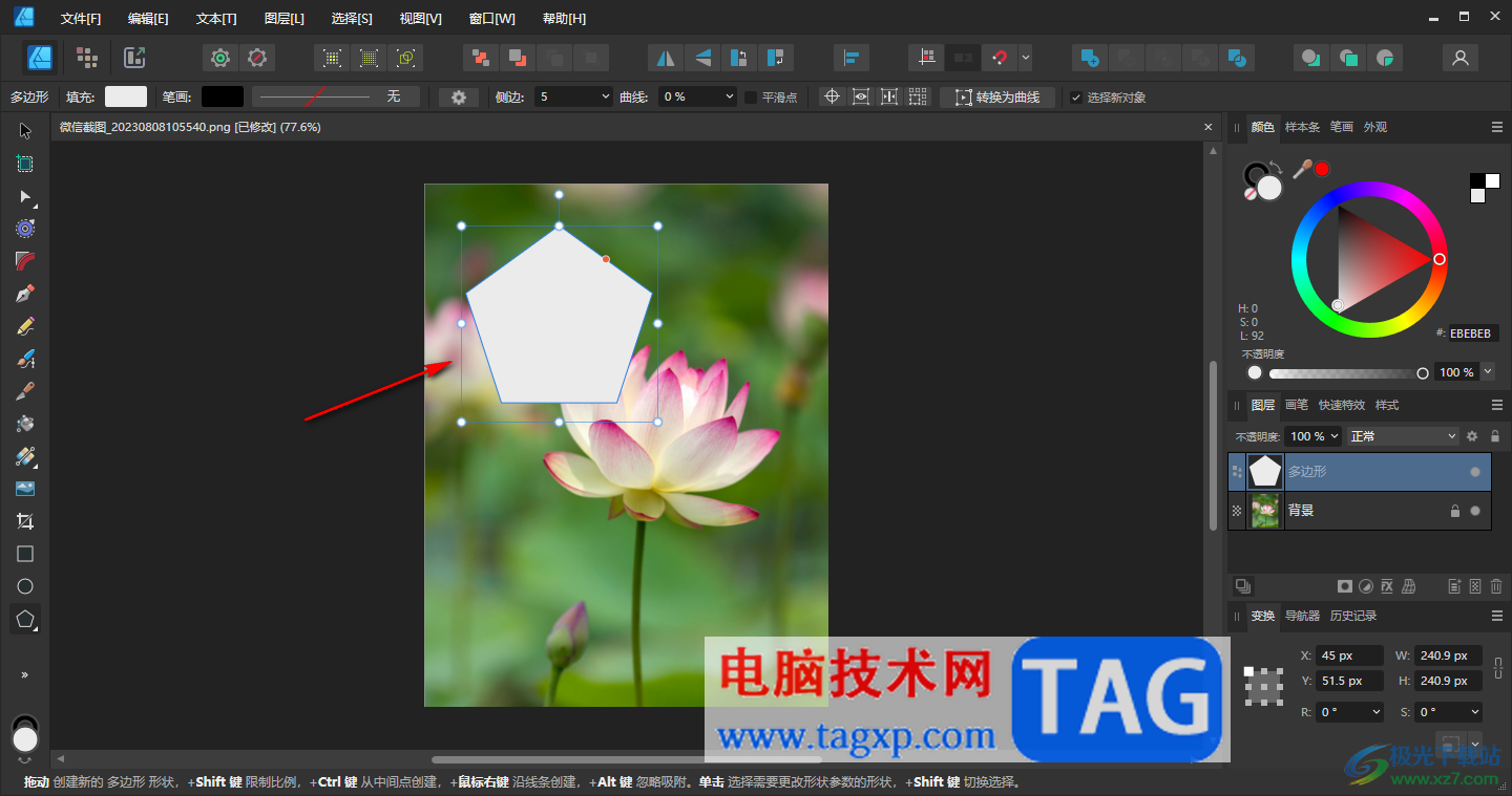 Affinity Designer2在图片上插入图形的方法