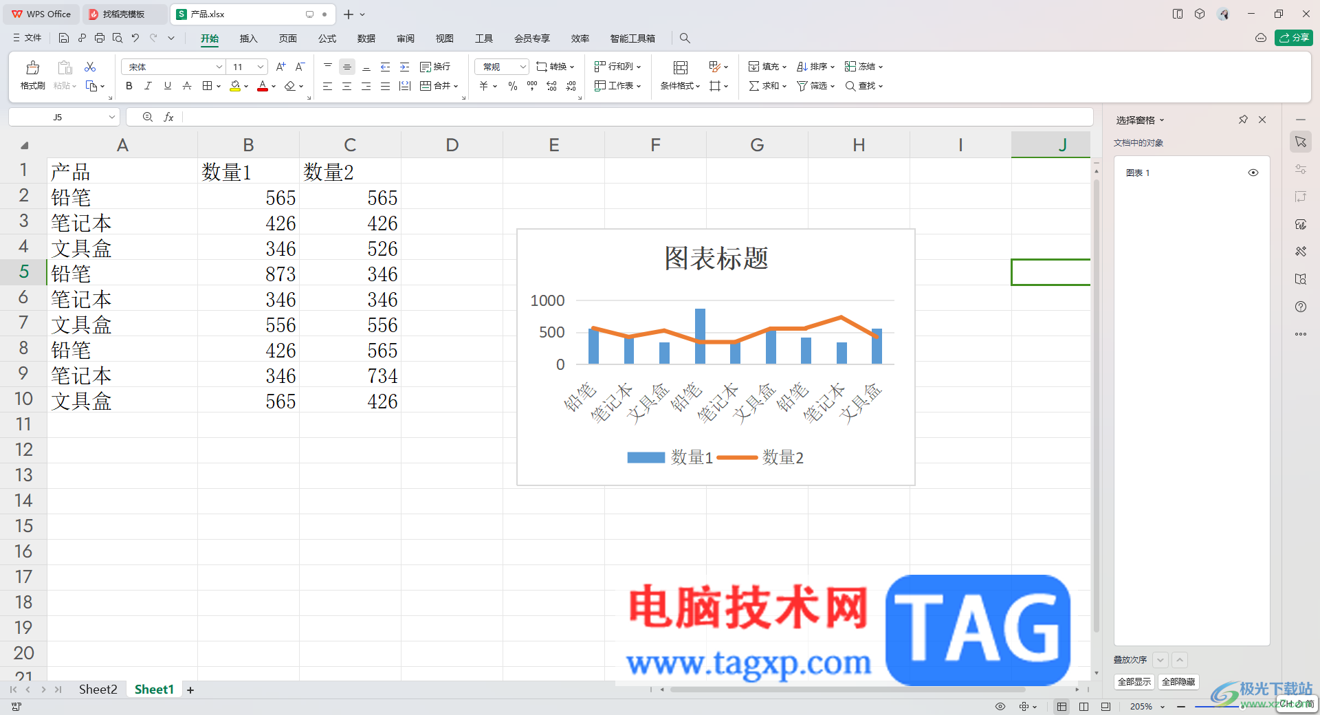 wps excel在柱形图上添加折线的方法