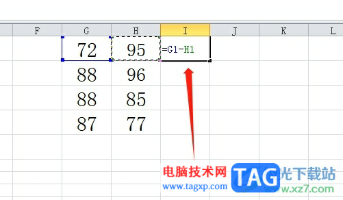 ​excel表格中的两列相减的教程