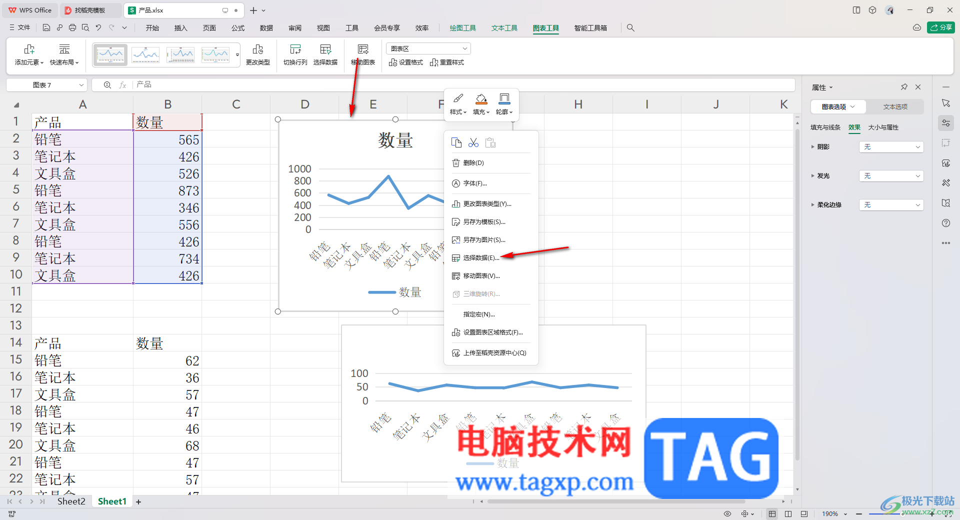 WPS Excel把两个折线图合并成一个的方法