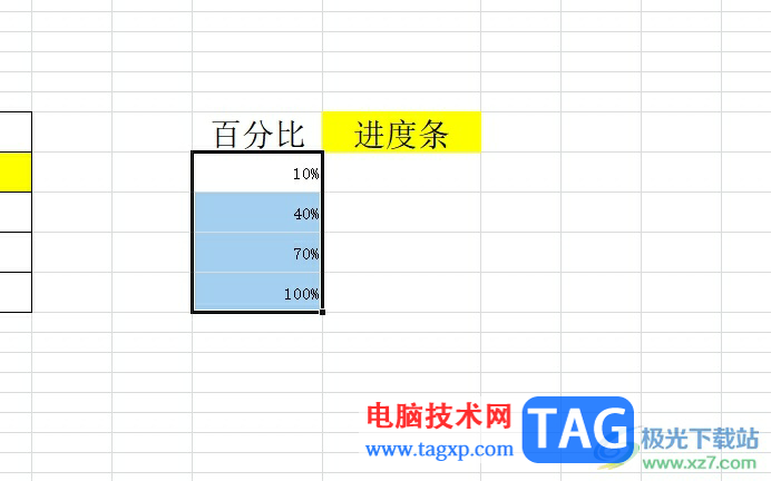 excel添加百分比进度条的教程