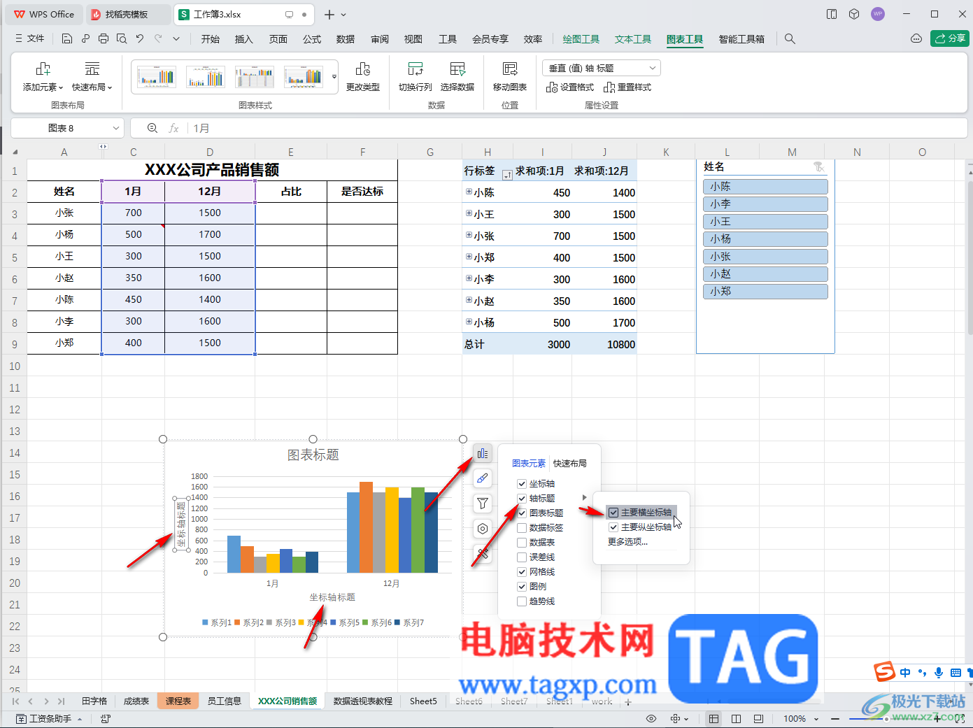 WPS表格电脑版添加坐标轴标题的方法教程