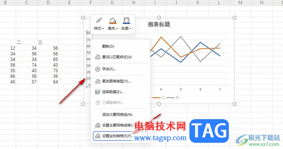 WPS Excel折线图修改坐标轴上下限的方法