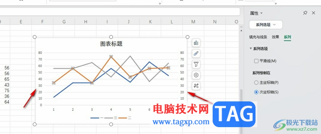 WPS Excel设置两个纵坐标的方法