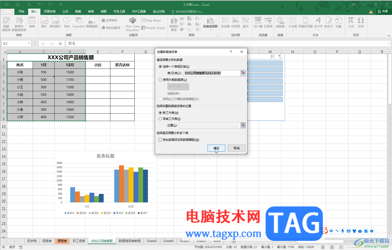 Excel插入数据透视表后对数据排序的方法教程