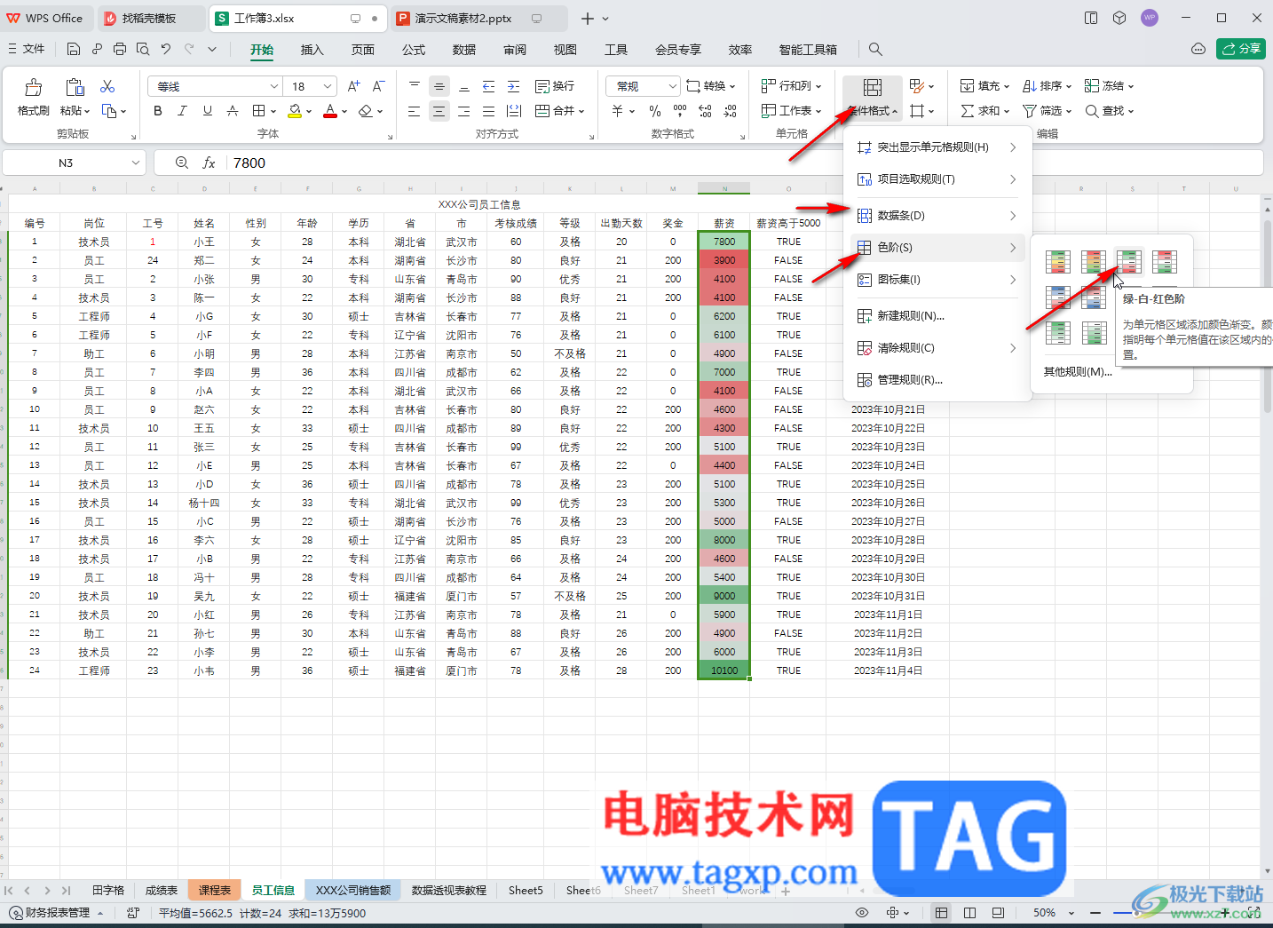 WPS表格电脑版让某个范围的内容特定显示的方法教程