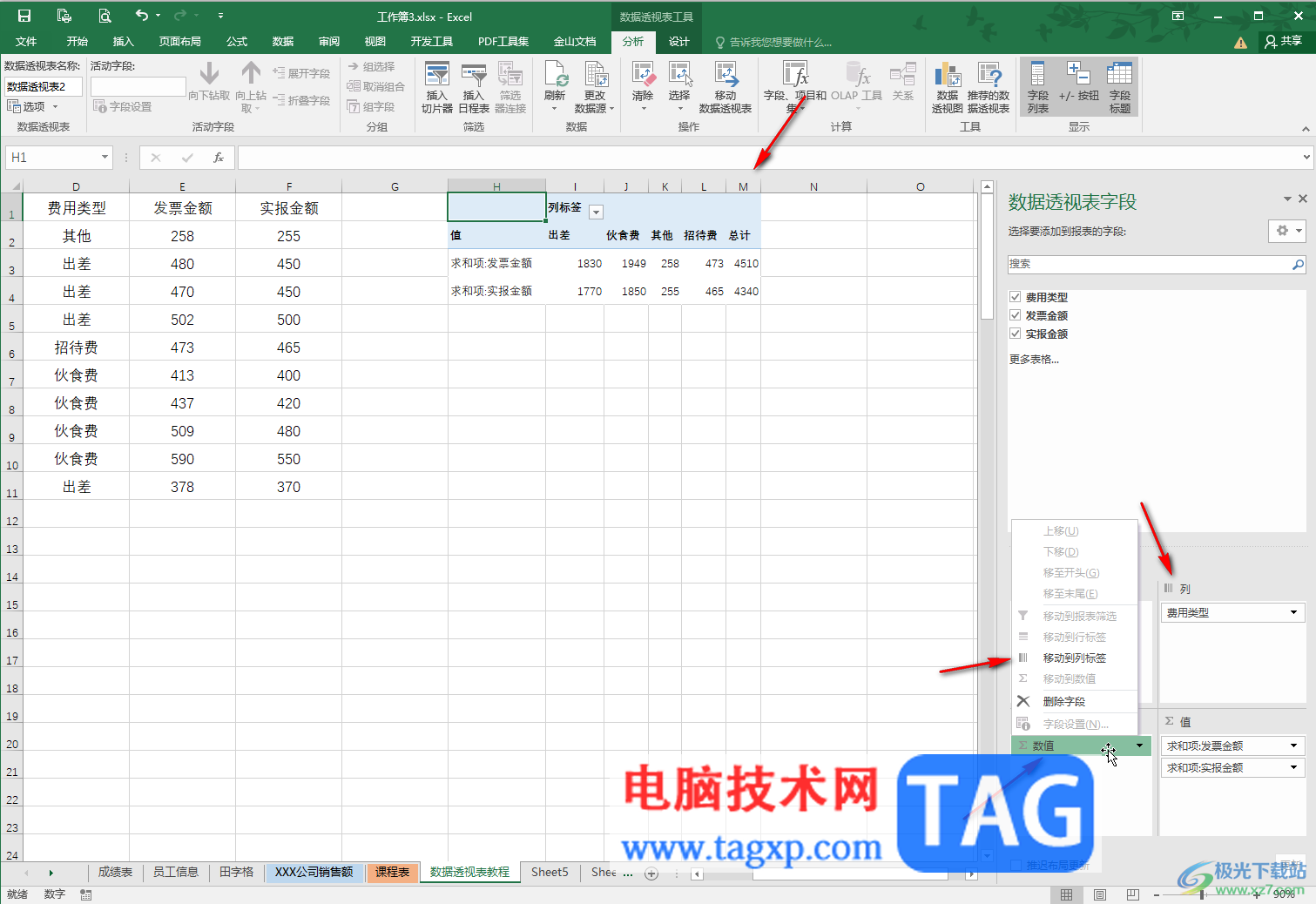 Excel表格的数据透视表分类汇总的方法教程