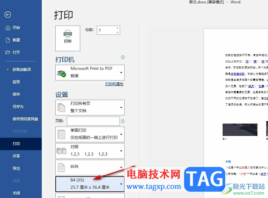 Word文档将排版打印设置为a4的方法